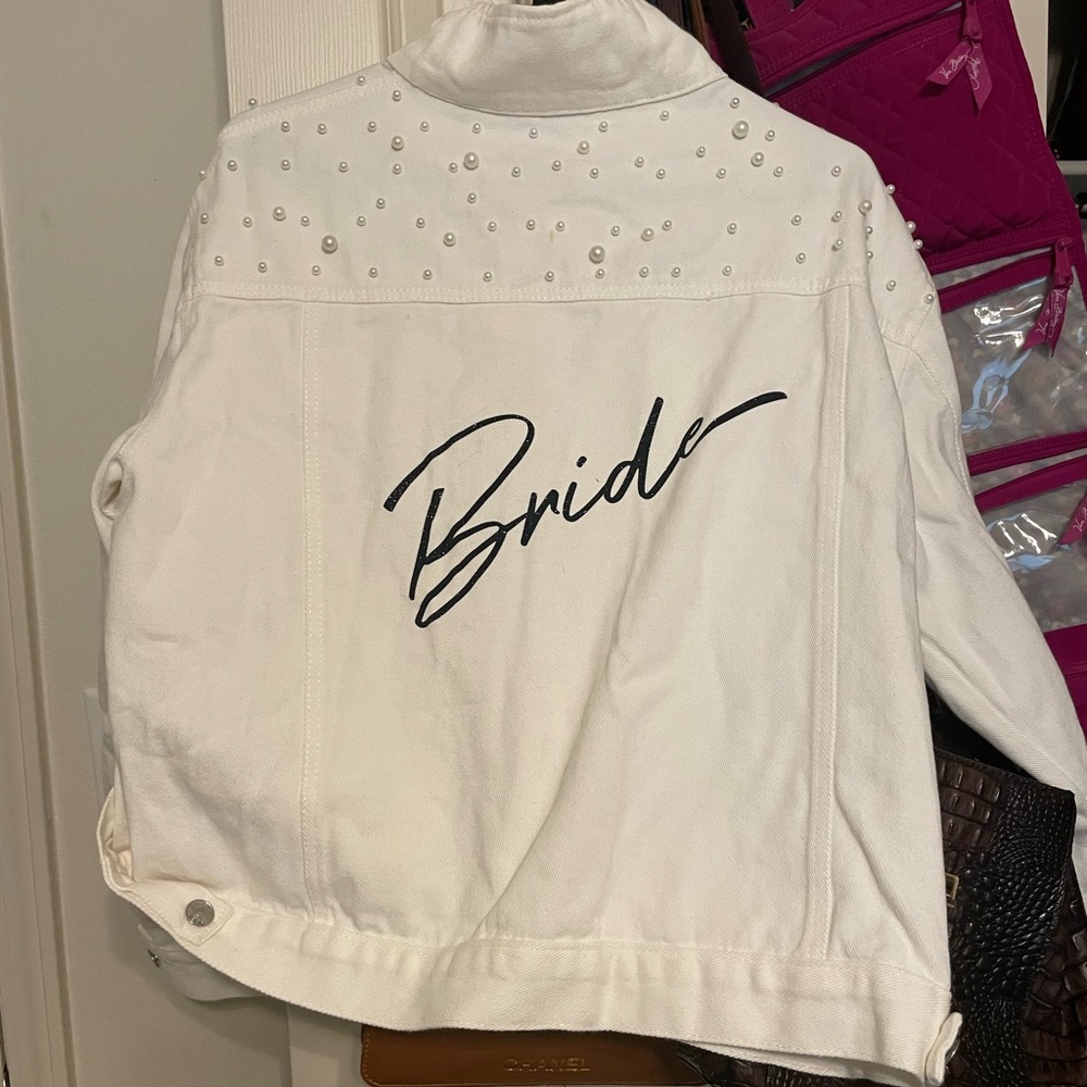 White Pearl Embellished Bride Jacket